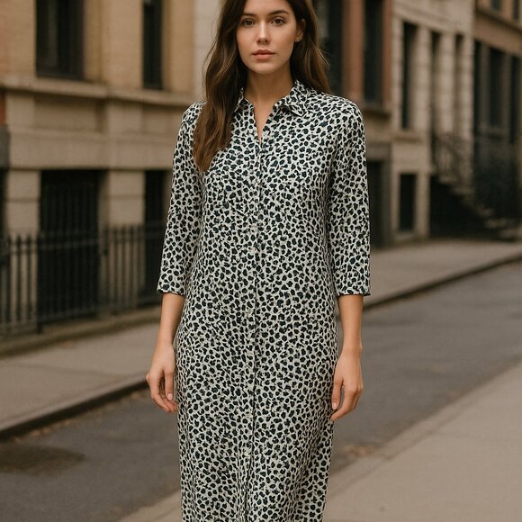 Nordstrom Signature Shirtdress SZ2 Utility Stretch Silk Button Down Green - Picture 1 of 7